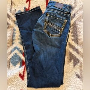 BKE Dark Blue Boot Cut Jeans with Embellished Pockets